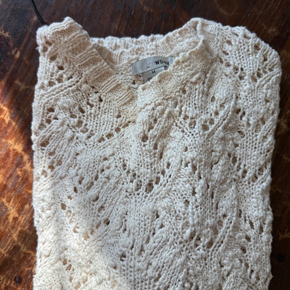 Chunky BOHO Cream Crochet Cozy Sweater  Neck Long Sleeve M - Picture 10 of 11